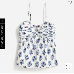 Gathered Lurex gauze camisole in gathered floral block print